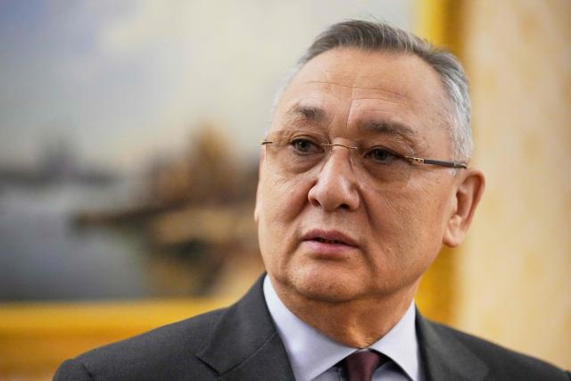 The newly appointed Secretary General of the Collective Security Treaty Organization (CSTO) Taalatbek Masadykov attends a meeting with Russian Foreign Minister at the Russian Foreign Ministry headquarters in Moscow on February 2, 2026. (Photo by Alexander Zemlianichenko / POOL / AFP)