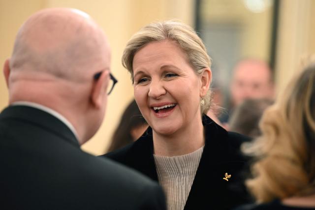 IOC President Kirsty Coventry arrives for the opening ceremony of the 145th IOC Session at La Scala Theatre in Milan on February 2, 2026. (Photo by PIERO CRUCIATTI / AFP)