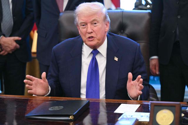US President Donald Trump speaks to the press in the Oval Office of the White House in Washington, DC, on February 2, 2026. (Photo by SAUL LOEB / AFP)