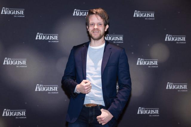 French comedian Simon Noens poses during the second edition of the Auguste de l'Humour awards ceremony for stand-up comedy and humorous performances at the "Nouveau Siecle" venue in Lille, northern France, on February 2, 2026. Elodie Poux was crowned comedian of the year at the second edition of the Auguste de l'humour awards in Lille on February 2, 2026, during a ceremony that sought to honour women after criticism of the overrepresentation of men among the nominees. (Photo by Sameer Al-DOUMY / AFP)