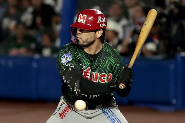 Charros de Jalisco's #2 Leonardo Heras bats in the second inning of the Caribbean Series baseball tournament fourth game between Mexico's Charros de Jalisco and Panama's Federales de Chiriqui at the Panamerican Stadium in Jalisco, Mexico, on February 2, 2026. (Photo by Ulises Ruiz / AFP)
