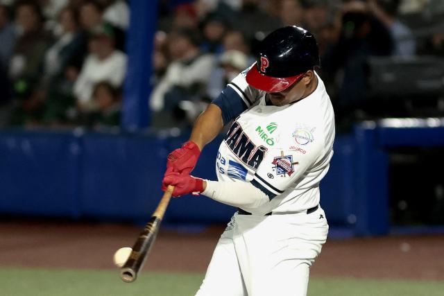 Federales de Chiriqui's #89 Luis Eduardo Castillo bats in the second inning of the Caribbean Series baseball tournament fourth game between Mexico's Charros de Jalisco and Panama's Federales de Chiriqui at the Panamerican Stadium in Jalisco, Mexico, on February 2, 2026. (Photo by Ulises Ruiz / AFP)