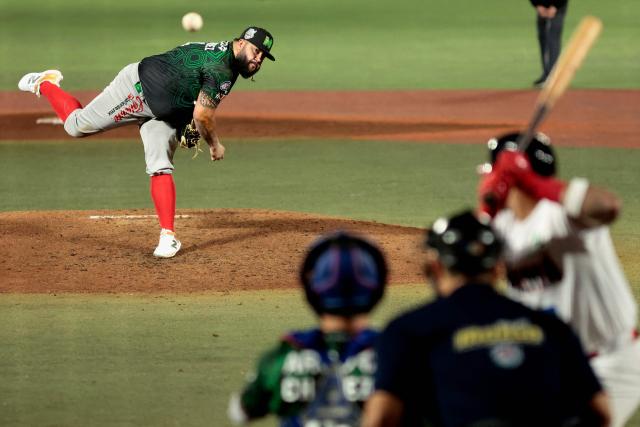 Charros de Jalisco's #54 Luis Ivan Rodriguez pitches in the second inning of the Caribbean Series baseball tournament fourth game between Mexico's Charros de Jalisco and Panama's Federales de Chiriqui at the Panamerican Stadium in Jalisco, Mexico, on February 2, 2026. (Photo by Ulises Ruiz / AFP)