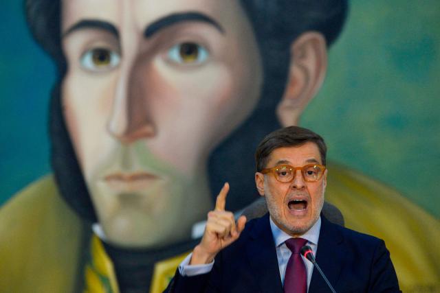 (FILES) Venezuelan Foreign Minister Felix Plasencia offers a press conference at the Foreign Ministry in Casa Amarilla Palace in Caracas, on January 19, 2022. Venezuela's interim president, Delcy Rodriguez, has appointed former foreign minister Felix Plasencia as head of her country's representation in the United States, as part of the gradual process of resuming relations, the foreign minister Yvan Gil said on February 2, 2026. (Photo by Cristian Hernandez / AFP)