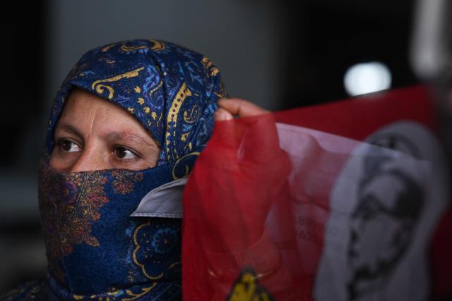 A Kashmiri Anganwadi worker protests demanding better working conditions for women in Srinagar on February 3, 2026. (Photo by Tauseef MUSTAFA / AFP)