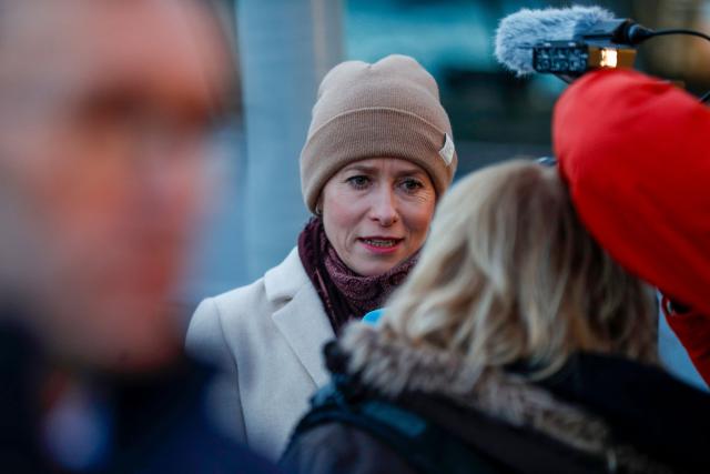 EU High Representative for Foreign Affairs and Security Policy Kaja Kallas speaks to journalists during a visit of the Norwegian coast guard ship KV Bjornoya, in Tromso, northern Norway on February 3, 2026. (Photo by Rune Stoltz Bertinussen / NTB / AFP) / Norway OUT