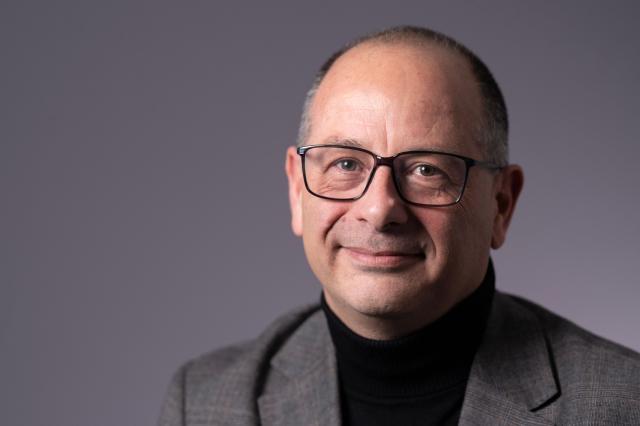 French Socialist Party's (PS) David Fournier candidate in the Avignon upcoming municipal elections poses during a photo session in Avignon on February 2, 2026. (Photo by Miguel MEDINA / AFP)