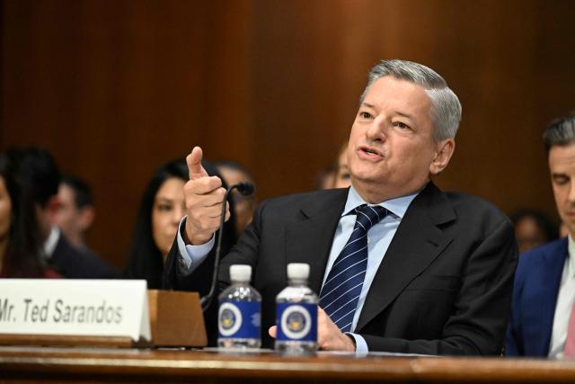 Netflix CEO Ted Sarandos testifies during a Senate Judiciary Subcommittee on Antitrust, Competition Policy and Consumer Rights hearing on Capitol Hill in Washington, DC, on February 3, 2026. Netflix is pressing a bid to buy television and film titan Warner Brothers Discovery in a proposed $82.7 billion purchase. (Photo by ROBERTO SCHMIDT / AFP)