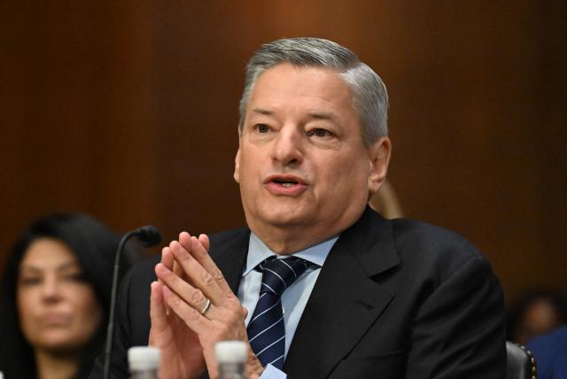 Netflix CEO Ted Sarandos testifies during a Senate Judiciary Subcommittee on Antitrust, Competition Policy and Consumer Rights hearing on Capitol Hill in Washington, DC, on February 3, 2026. Netflix is pressing a bid to buy television and film titan Warner Brothers Discovery in a proposed $82.7 billion purchase. (Photo by ROBERTO SCHMIDT / AFP)
