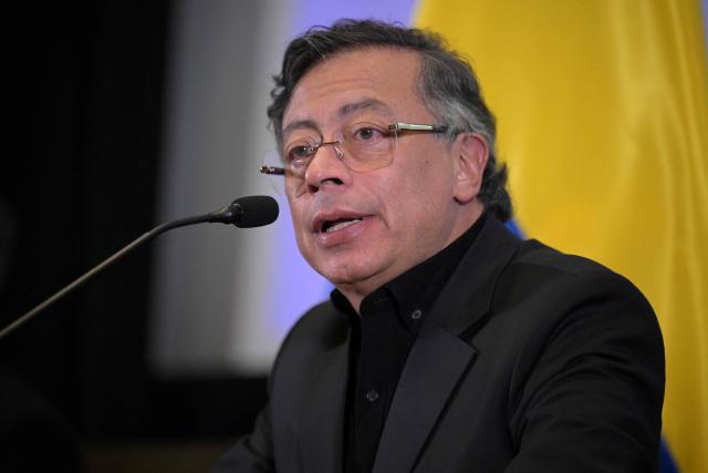 Colombian President Gustavo Petro speaks during a press conference at the Colombian Embassy in Washington, DC, on February 3, 2026. Petro hailed his meeting with US counterpart Donald Trump, who invited him to the White House after months of berating the leftist leader. (Photo by Oliver Contreras / AFP)