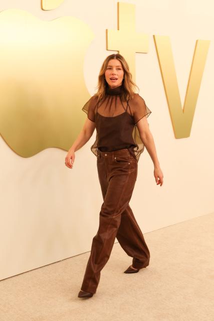 US actress Jessica Biel attends the Apple TV Press Day in Santa Monica, California, on February 3, 2026. (Photo by VALERIE MACON / AFP)