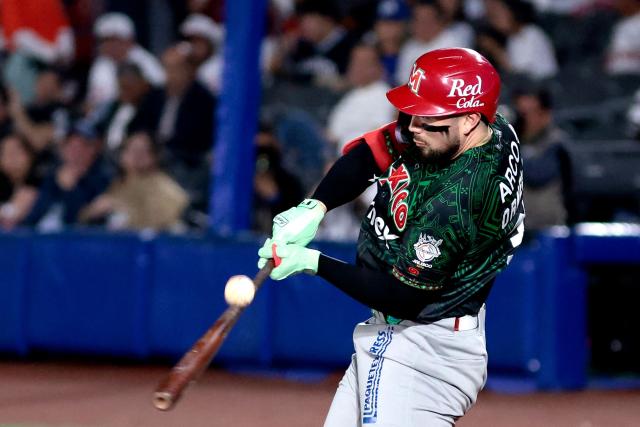 Charros de Jalisco's #31 Julian Ornelas bats in the third inning of the Caribbean Series baseball tournament sixth game between Mexico's Charros de Jalisco and Puerto Rico's Cangrejeros de Santurce at the Panamerican Stadium in Jalisco, Mexico, on February 3, 2026. (Photo by Ulises Ruiz / AFP)