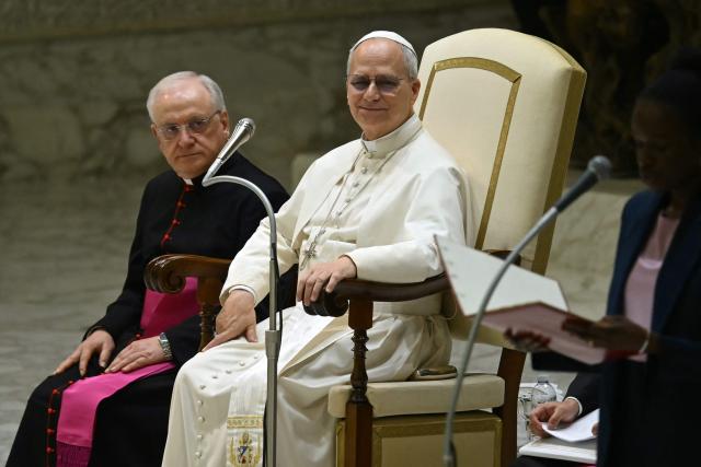 Pope Leo XIV attends a weekly general audience, at Paul-VI hall in The Vatican on January, 2025. (Photo by Filippo MONTEFORTE / AFP)