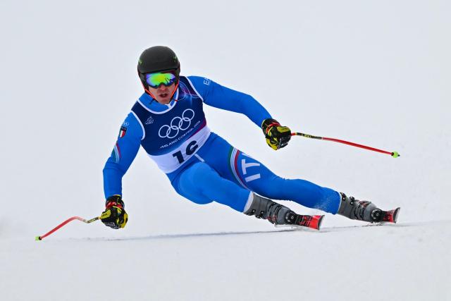 Italy's Mattia Casse competes in the first official training for the men's downhill alpine skiing event ahead of the Milano Cortina 2026 Winter Olympic Games at the Stelvio Ski Centre in Bormio (Valtellina) on February 4, 2026. (Photo by Fabrice COFFRINI / AFP)