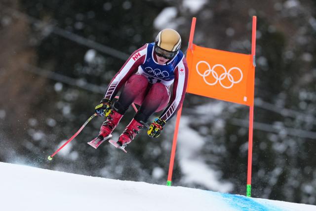 Canada's Jeffrey Read takes part in  the first official training for the men's downhill alpine skiing event ahead of the Milano Cortina 2026 Winter Olympic Games at the Stelvio Ski Centre in Bormio (Valtellina) on February 4, 2026. (Photo by Dimitar DILKOFF / AFP)