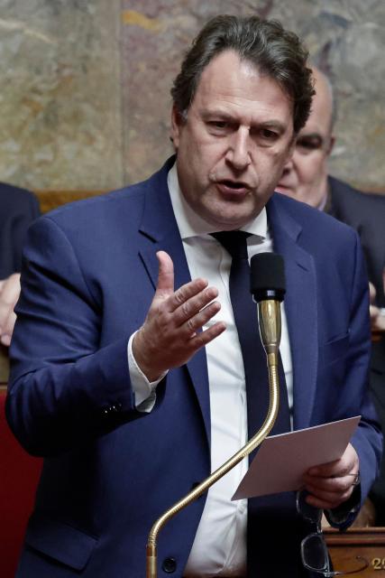 Horizons & Independants' MP Sylvain Berrios speaks during a session of questions to the government at the National Assembly, French Parliament's lower house, in Paris on February 4, 2026. (Photo by STEPHANE DE SAKUTIN / AFP)