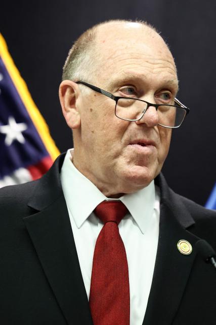 White House 'border czar' Tom Homan speaks during a press conference at the Bishop Henry Whipple Federal Building in Minneapolis, Minnesota, on February 4, 2026. Homan on Wednesday announced the removal of 700 immigration enforcement personnel from Minnesota after weeks of operations and the fatal shooting of two protesters that sparked outrage. Homan said the move would take effect "immediately," citing increased cooperation with local authorities, without specifying whether they would be taken out of the city of Minneapolis or elsewhere in the state. (Photo by CHARLY TRIBALLEAU / AFP)