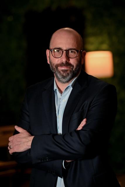 Nimes' City Councillor and candidate for mayor of Nimes, Vincent Bouget poses during a photo session in Nimes, souther France on February 4, 2026. (Photo by Sylvain THOMAS / AFP)