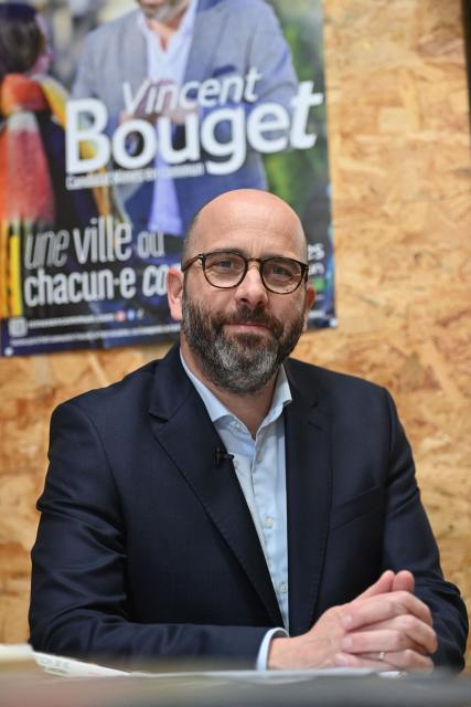 Nimes' City Councillor and candidate for mayor of Nimes, Vincent Bouget poses during a photo session in Nimes, souther France on February 4, 2026. (Photo by Sylvain THOMAS / AFP)