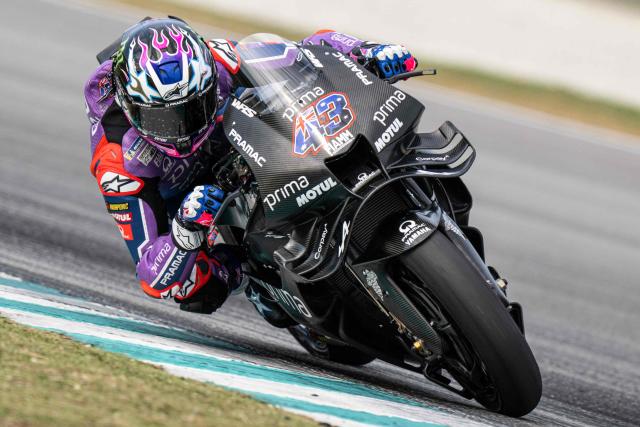 Prima Pramac Yamaha MotoGP team's Australian MotoGP rider Jack Miller takes a corner during the third day of the 2026 MotoGP pre-season test at the Sepang International Circuit in Sepang on February 5, 2026. (Photo by Mohd Rasfan / AFP)