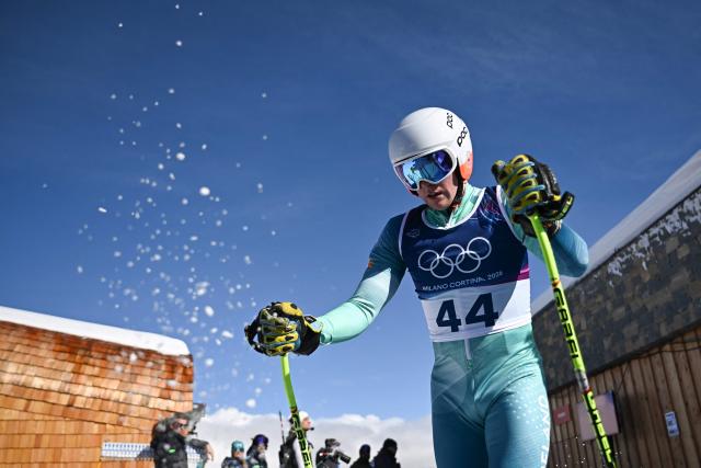 Ireland's Cormac Comerford prepares for his run in  the second official training for the men's downhill alpine skiing event ahead of the Milano Cortina 2026 Winter Olympic Games at the Stelvio Ski Centre in Bormio (Valtellina) on February 5, 2026. (Photo by Fabrice COFFRINI / AFP)