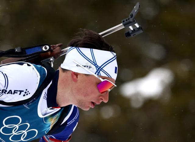 France's Eric Perrot takes part in a training session at the biathlon venue ahead of the Milano Cortina 2026 Winter Olympic Games in Antholz, northern Italy, on February 5, 2026. (Photo by FRANCK FIFE / AFP)