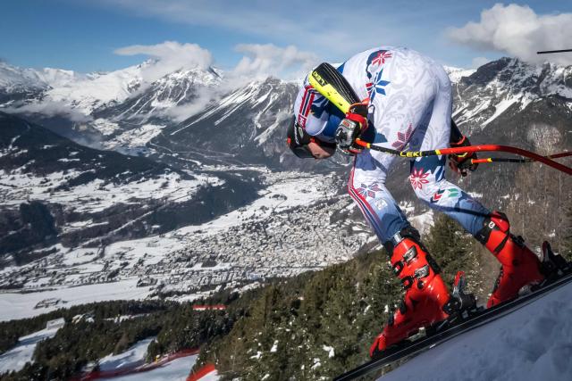 Norway's Adrian Smiseth Sejersted takes the start of the second official training for the men's downhill alpine skiing event ahead of the Milano Cortina 2026 Winter Olympic Games at the Stelvio Ski Centre in Bormio (Valtellina) on February 5, 2026. (Photo by Fabrice COFFRINI / AFP)