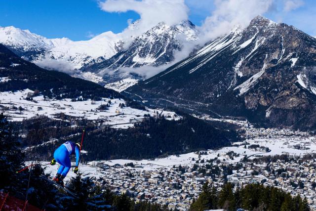 Italy's Dominik Paris takes part in  the second official training for the men's downhill alpine skiing event ahead of the Milano Cortina 2026 Winter Olympic Games at the Stelvio Ski Centre in Bormio (Valtellina) on February 5, 2026. (Photo by Dimitar DILKOFF / AFP)