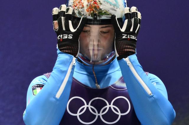 Italy's Leon Felderer prepares to take part in the luge men's singles training session at Cortina Sliding Centre during the Milano Cortina 2026 Winter Olympic Games in Cortina d'Ampezzo on February 5, 2026. (Photo by Marco BERTORELLO / AFP)