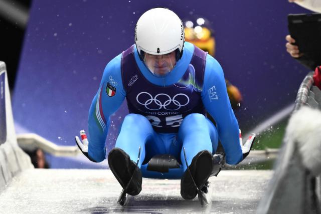 Italy's Dominik Fischnaller takes part in the luge men's singles training session at Cortina Sliding Centre during the Milano Cortina 2026 Winter Olympic Games in Cortina d'Ampezzo on February 5, 2026. (Photo by Marco BERTORELLO / AFP)