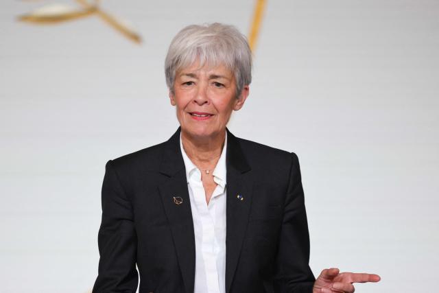 Former French astronaut Claudie Haignere attends a public video conference with French astronaut Sophie Adenot ahead of her departure for the International Space Station, at the presidential Elysee Palace in Paris on February 5, 2026. Four astronauts could blast off to the International Space Station (ISS) next week, after setbacks including a mysterious medical evacuation of the previous crew, last-minute rocket problems, and some scheduling conflicts with NASA's Moon mission. (Photo by Ludovic MARIN / POOL / AFP)