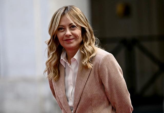 Italy's Prime Minister Giorgia Meloni smiles as she waits to welcome Chile's President-elect Jose Antonio Kast at Palazzo Chigi in Rome on Febuary 5, 2026. (Photo by Filippo MONTEFORTE / AFP)