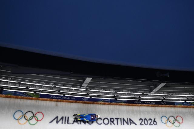 Sweden's Tove Kohala takes part in the luge women's singles training session at Cortina Sliding Centre during the Milano Cortina 2026 Winter Olympic Games in Cortina d'Ampezzo on February 5, 2026. (Photo by Marco BERTORELLO / AFP)