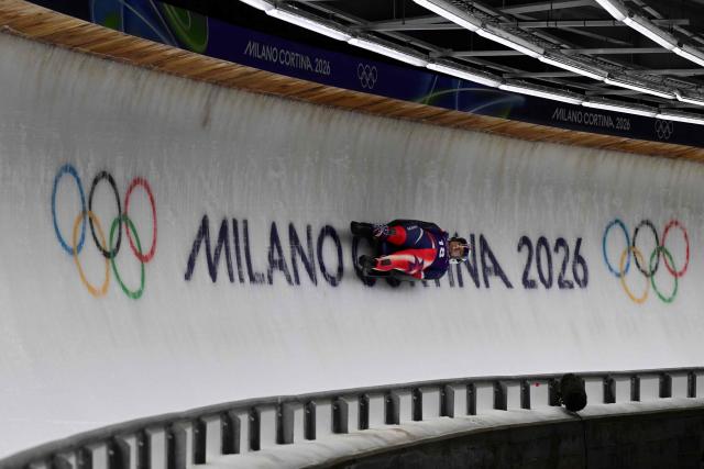 USA's Emily Fischnaller takes part in the luge women's singles training session at Cortina Sliding Centre during the Milano Cortina 2026 Winter Olympic Games in Cortina d'Ampezzo on February 5, 2026. (Photo by Stefano RELLANDINI / AFP)