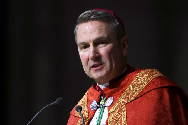 Archibishop-designate Ronald Hicks speaks during Solemn Vespers evening prayer service, ahead of his installation as New York Archbishop at St. Patrick's Cathedral in New York on February 5, 2026. In a significant shift for the US Catholic Church, Pope Leo XIV replaced Timothy Dolan, who stepped down after reaching the church's retirement age of 75, with Hicks, a 58-year-old bishop from Illinois. (Photo by Leonardo Munoz / AFP)