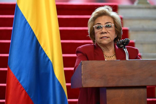 (FILES) Colombia's Foreign Minister Rosa Yolanda Villavicencio speaks a during a press conference following the situation with US, in Bogota on January 8, 2026. Colombian Foreign Minister Rosa Villavicencio announced on February 5, 2026, that her government had begun a process of “negotiation” with Ecuador to de-escalate the trade war between the two countries, sparked by differences over the war on drugs. Both nations imposed 30% tariffs on dozens of products on each other on February 1, 2026 , after Ecuadorian President Daniel Noboa accused Colombia of not doing enough to combat organized crime on their shared border. (Photo by Raul ARBOLEDA / AFP)