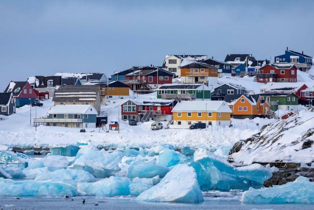 (FILES) (FILES) Icebergs float in the water off Nuuk, Greenland, on March 7, 2025. Canada and France, which both adamantly oppose Donald Trump's wish to control Greenland, will open consulates in the Danish autonomous territory's capital on February 6, 2026, a strong show of support for the local government. (Photo by Odd ANDERSEN / AFP)