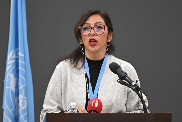 UN Special Rapporteur on the situation of human rights in North Korea, Elizabeth Salmon, speaks during a press conference wrapping up her visit to South Korea in Seoul on February 6, 2026. (Photo by Jung Yeon-je / AFP)