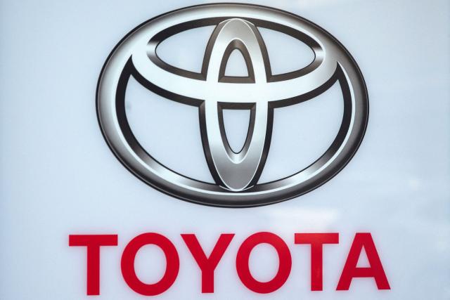 The logo of Japan's Toyota Motor is seen at the company's showroom in Tokyo on February 6, 2026. Toyota has named a new CEO to "accelerate" decision-making, the Japanese auto giant said on February 6 as it hiked its profit and sales forecasts for the current fiscal year despite the impact of US tariffs. (Photo by Kazuhiro NOGI / AFP)