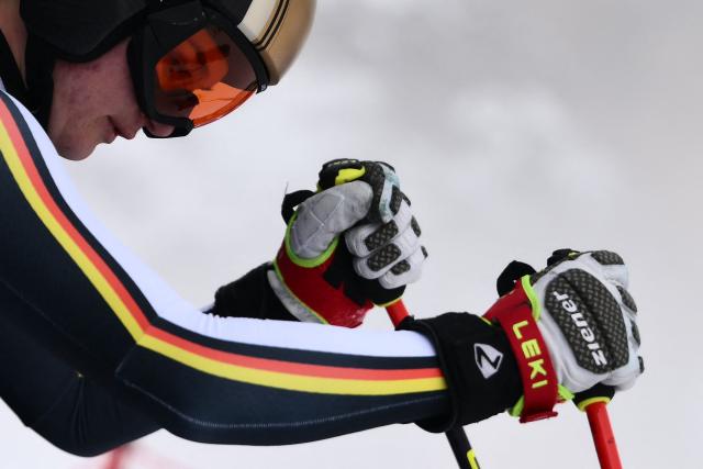 Germany's Emma Aicher takes the start in the second official training for the women's downhill event ahead of the Milano Cortina 2026 Winter Olympic Games at the Tofane Alpine Skiing Centre in Cortina d’Ampezzo on February 6, 2026. (Photo by Marco BERTORELLO / AFP)