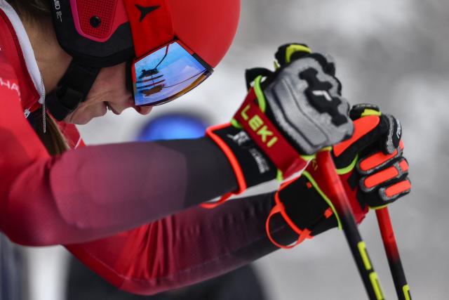 Austria's Mirjam Puchner takes part in the second official training for the women's downhill event ahead of the Milano Cortina 2026 Winter Olympic Games at the Tofane Alpine Skiing Centre in Cortina d’Ampezzo on February 6, 2026. (Photo by Marco BERTORELLO / AFP)
