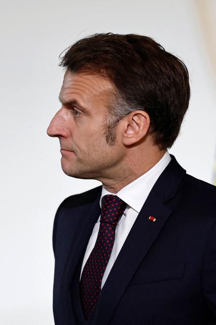 France's President Emmanuel Macron attends a meeting with students from the "Prepas Talents du service public" as part of a program that aims to give every young person an opportunity to join the civil service, at the Elysee Palace in Paris on February 6, 2026. (Photo by Benoit Tessier / POOL / AFP)