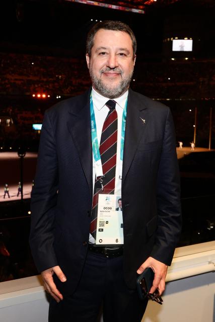 Vice President of the Council of Ministers of Italy Matteo Salvini attend the opening ceremony of the Milano Cortina 2026 Winter Olympic Games in Milan, northern Italy, on February 6, 2026. (Photo by Andreas Rentz / POOL / AFP)