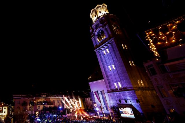 A photo shows the Cortina Olympic cauldron during the opening ceremony of the Milano Cortina 2026 Winter Olympic Games in Cortina d'Ampezzo, northern Italy, on February 6, 2026. (Photo by Odd ANDERSEN / AFP)