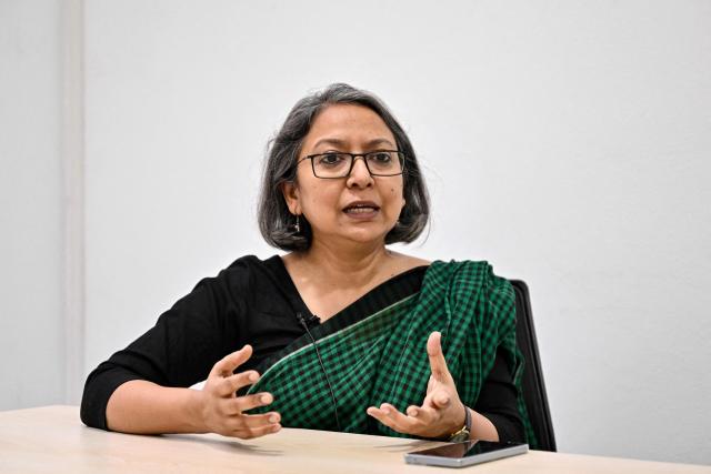 This photograph taken on January 27, 2026 shows Mahrukh Mohiuddin, spokesperson for the Narir Rajnoitik Odhikar Forum (Women's Political Rights Forum) speaking during an interview with AFP in Dhaka. Campaigning is in full swing in Bangladesh, but after decades defined by two women at the pinnacle of power, voters are heading to the polls with women largely absent from the race. Muslim-majority Bangladesh has been led only by female prime ministers since 1991, with the fierce rivalry between Sheikh Hasina and Khaleda Zia shaping national politics for more than three decades. (Photo by Munir UZ ZAMAN / AFP)
