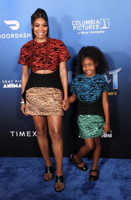 US actress Gabrielle Union and her daughter Kaavia Wade attend the LA premiere of Columbia Pictures and Sony Pictures Animation's "Goat" at the AMC Century City 15 in Los Angeles on February 6, 2026. (Photo by Michael Tran / AFP)