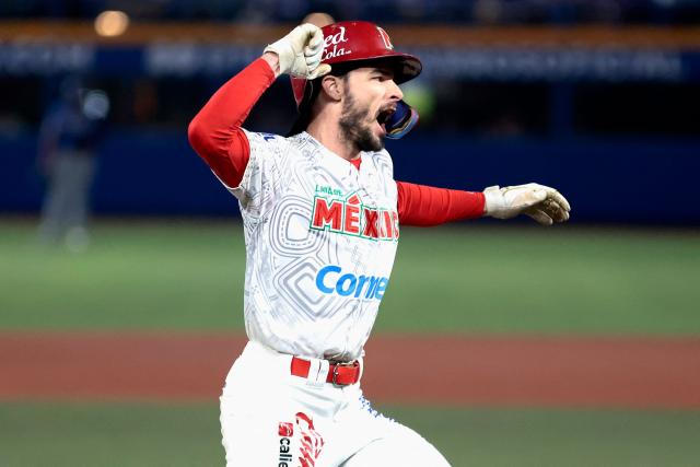 Charros de Jalisco's #79 Connor Hollis celebrates after hitting a home run in the second inning of the Caribbean Series baseball tournament semi-final game between Mexico's Charros de Jalisco and Puerto Rico's Cangrejeros de Santurce at the Panamerican Stadium in Jalisco, Mexico, on February 6, 2026. (Photo by Ulises Ruiz / AFP)