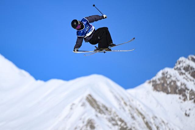 Switzerland's Giulia Tanno competes in the freestyle skiing women's freeski slopestyle qualification run 1 during the Milano Cortina 2026 Winter Olympic Games at Livigno Snow Park, in Livigno (Valtellina), on February 7, 2026. (Photo by Kirill KUDRYAVTSEV / AFP)