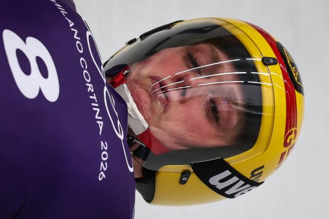 Germany's Anna Berreiter takes part in the luge women's singles training session at Cortina Sliding Centre during the Milano Cortina 2026 Winter Olympic Games in Cortina d'Ampezzo on February 7, 2026. (Photo by FRANCK FIFE / AFP)