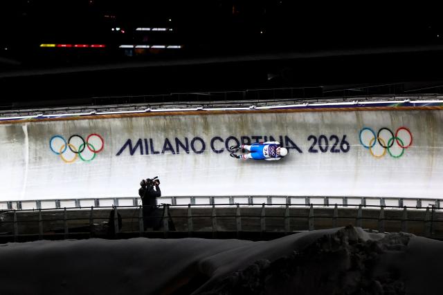 Slovakia's Jozef Ninis competes in the luge men's singles run 2 at Cortina Sliding Centre during the Milano Cortina 2026 Winter Olympic Games in Cortina d'Ampezzo on February 7, 2026. (Photo by FRANCK FIFE / AFP)